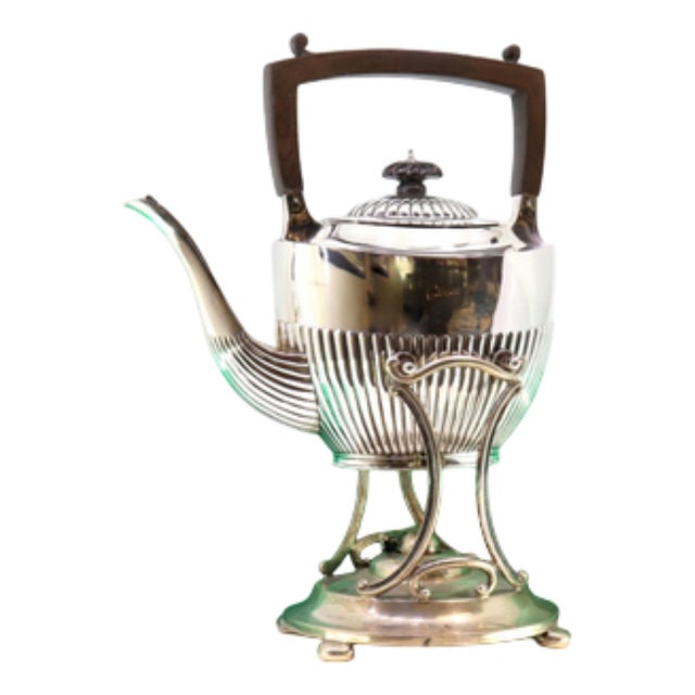 Gummed Silver Kettle with Chestnut Wood Handle For Sale