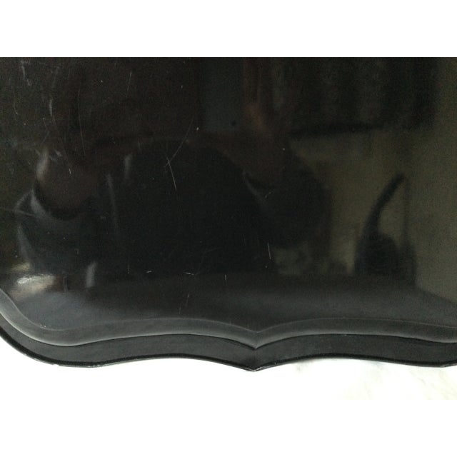 Black Large Vintage Tole Tray With Rabbits For Sale - Image 8 of 12