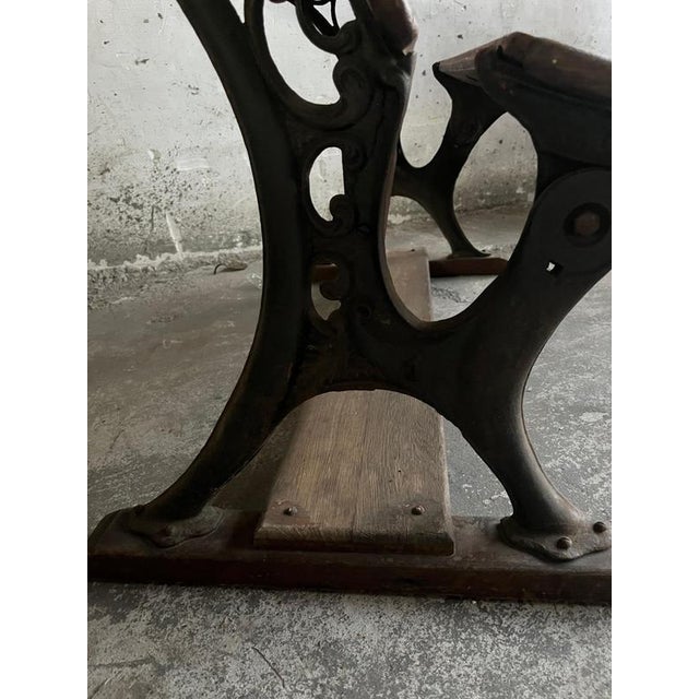 Double School Desk with Cast Iron Frame, Early 20th Century For Sale - Image 6 of 10