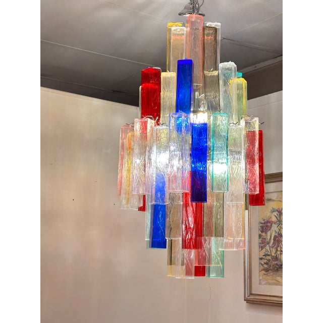 Contemporary Multicolor “Square Bark” Murano Glass Chandelier For Sale - Image 11 of 11