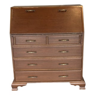 1980s Mahogany Secretary Desk / Dresser – Made in South Korea For Sale