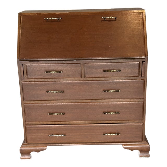 1980s Mahogany Secretary Desk / Dresser – Made in South Korea For Sale