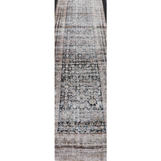 Antique Persian Malayer Runner With Subtle Ivory and Soft Blues 2'11 X 15'2 For Sale In Atlanta - Image 6 of 12