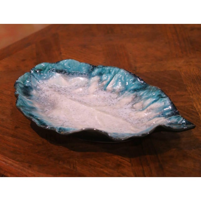 Mid 20th Century French Pol Chambost Vallauris Leaf Form Ceramic Vide-Poche For Sale - Image 4 of 7