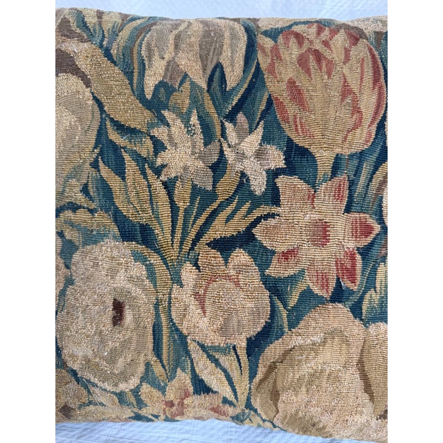 17th Century 17th Century Brussels Botanical Tapestry Pillow For Sale - Image 5 of 7