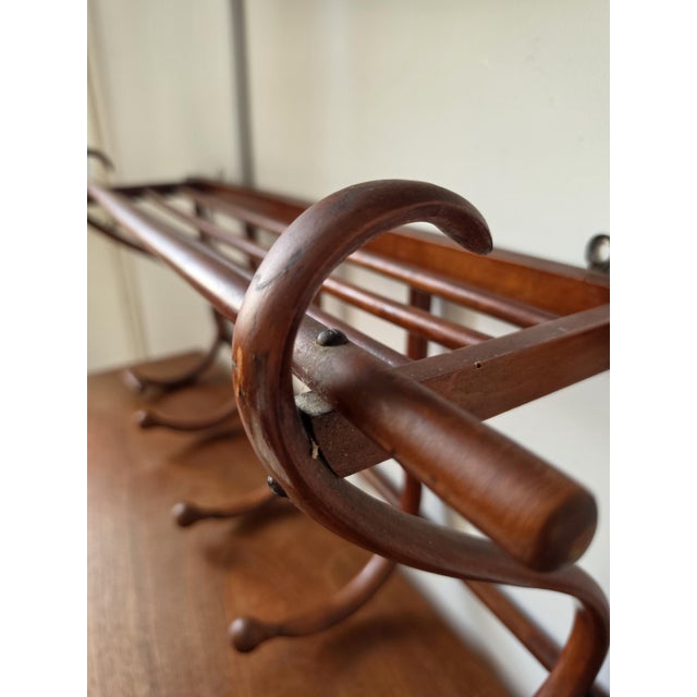 Vintage Bentwood Wall Coat Rack Thonet Style Hat Rack Entryway Shelf Hall Tree Coat Hooks Vienna Secession Mudroom Storage For Sale - Image 9 of 15