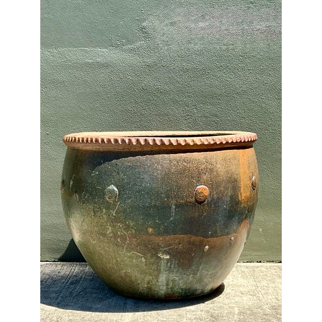 Vintage Monumental Glazed Ceramic Planter For Sale - Image 10 of 12