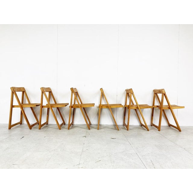 Wood Vintage Wooden Folding Chairs, 1960s, Set of 6 For Sale - Image 7 of 11