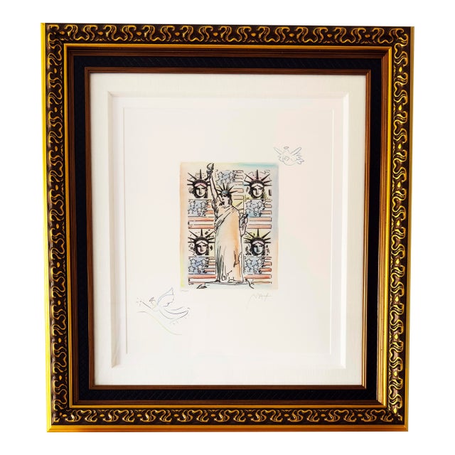 Late 20th Century Peter Max "God Bless America" Hand-Colored Etching With Remarques, Signed Limited Edition For Sale