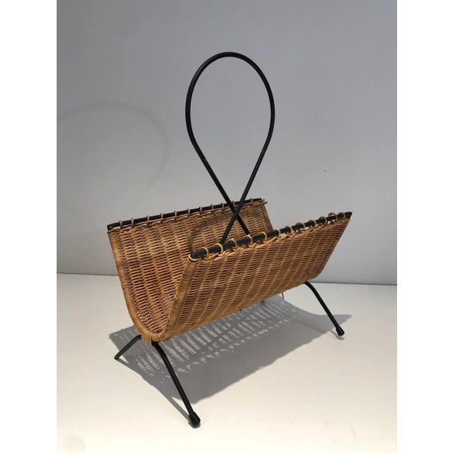 Circa 1950 French Black Lacquered Metal Magazine Rack For Sale - Image 12 of 13
