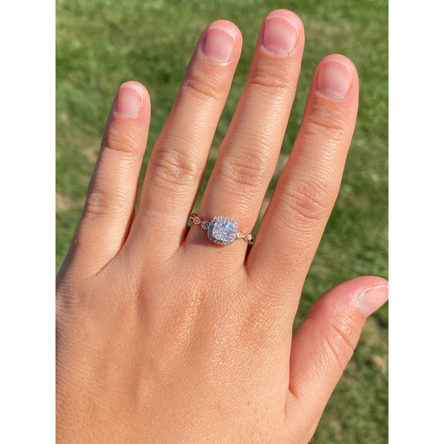 The Kanna: Ladies Rose Gold Pave Diamond Halo Engagement Ring For Sale - Image 9 of 10