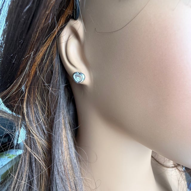 Chopard Happy Diamonds 18k White Gold Heart Stud Earrings 0.10 Carats-Set of 2 For Sale - Image 11 of 11