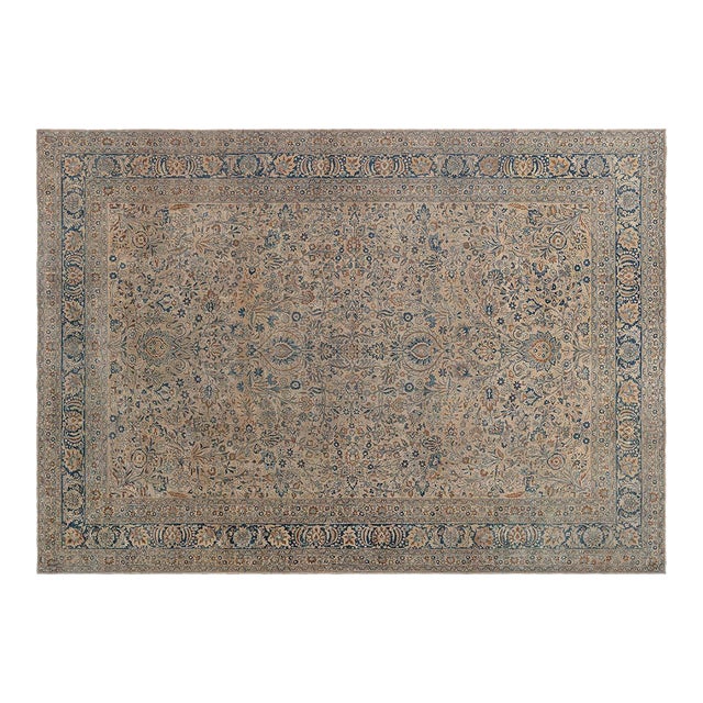 Authentic 1900s Persian Kirman Handmade Wool Rug For Sale