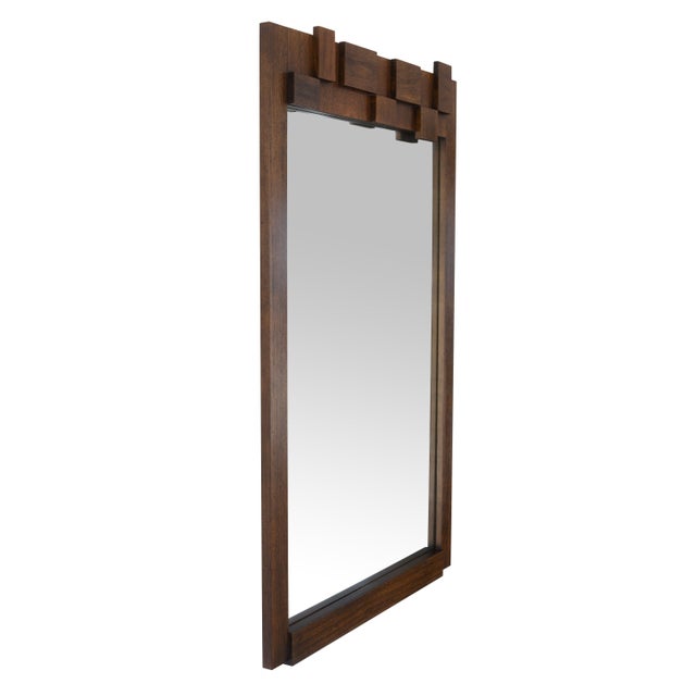 MCM Lane Brutalist Staccato Lowboy Dresser & Mirror Set For Sale - Image 15 of 18