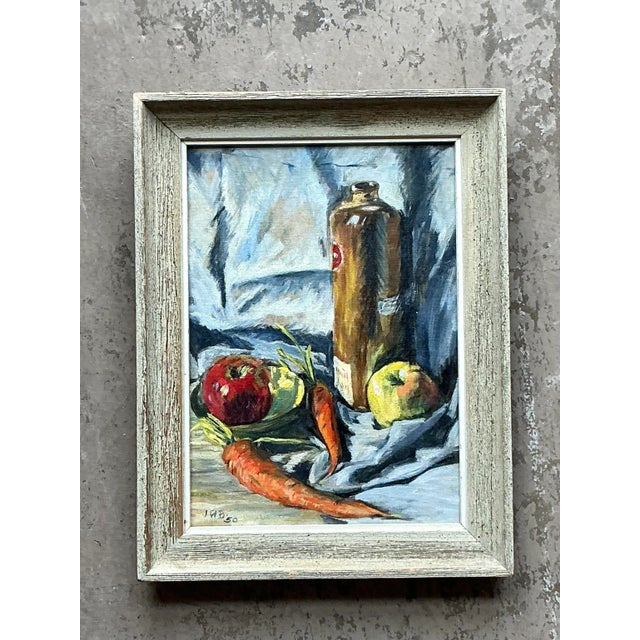 Rustic Vintage Boho Original Still Life Oil on Canvas For Sale - Image 3 of 6
