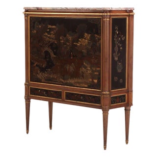 Marble Top Bar With Coromandel Chinoiserie Decoration For Sale