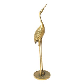 Mid-Century Brass Heron or Crane Sculpture For Sale