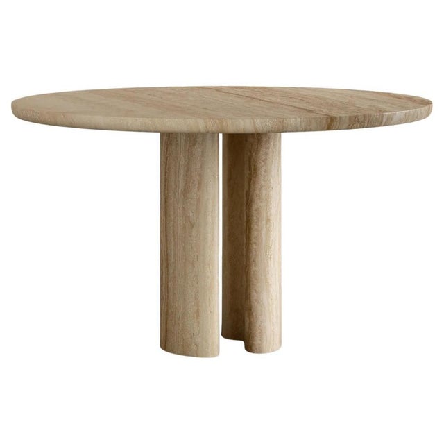 Stone Roman Dining Table II in Classico Alabastrino Travertine by Paloma Editions For Sale - Image 7 of 7