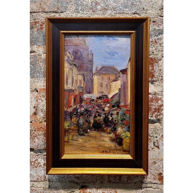 Helen M. Goodwin- Flower sellers at the Sunday Street Market-Oil painting c.1910s Oil painting on board - signed - circa...