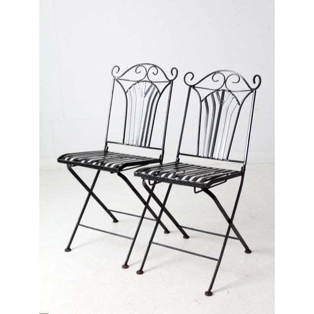 Vintage French Bistro Folding Patio Set For Sale - Image 9 of 18