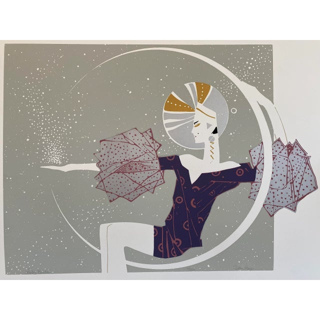 Late 20th Century "Lady Bride" Art Deco Revival Style Serigraph by Dean Hayes For Sale