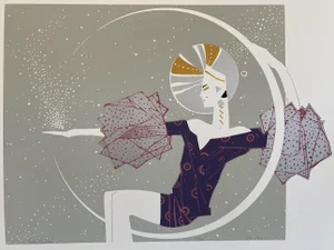 Late 20th Century "Lady Bride" Art Deco Revival Style Serigraph by Dean Hayes