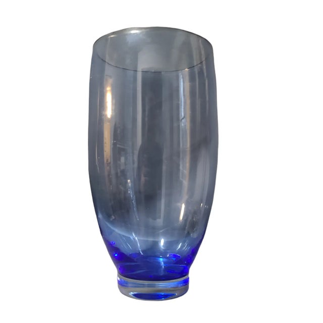 Blue Mid-Century-Modern Mediterranean Blue Hand-Blown Art Glass Vase For Sale - Image 8 of 8
