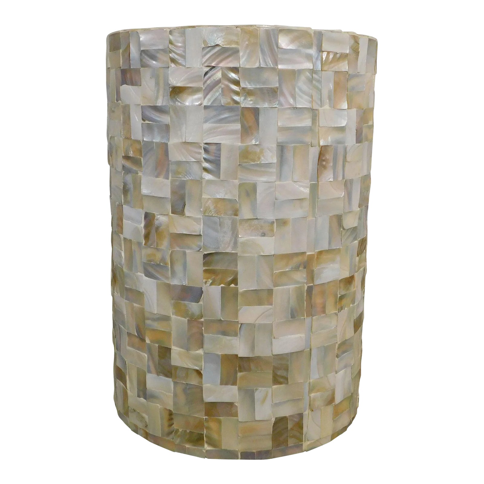 Mother of Pearl Mosaic Cylinder Pedestal Chairish
