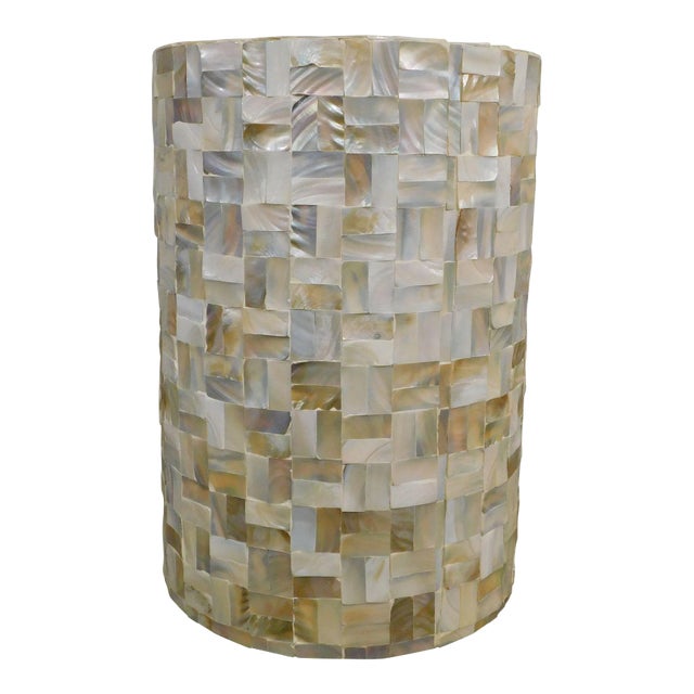 Mother of Pearl Mosaic Cylinder Pedestal For Sale