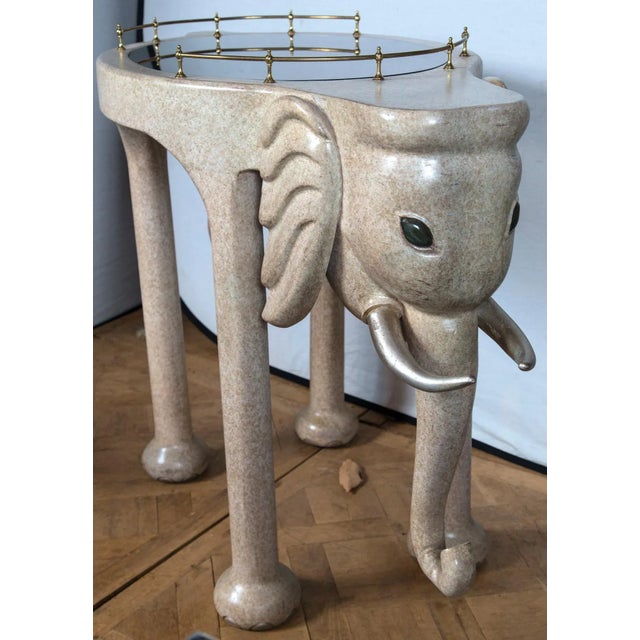 Hollywood Regency Elephant Rolling Bar Cart For Sale - Image 3 of 12