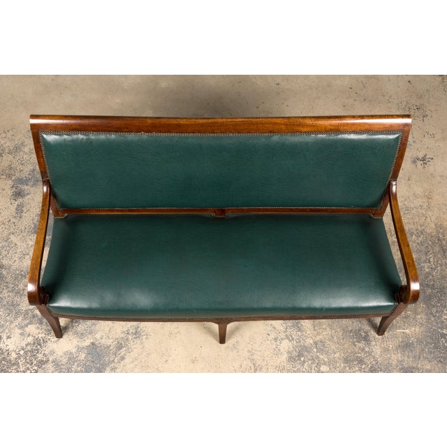 Early 19th Century French Empire Walnut Sofa in Forest Green For Sale - Image 4 of 18
