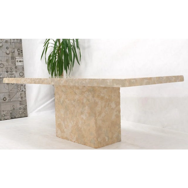Single Pedestal Rectangle Travertine "Live" Edge Dining Conference Table Italy For Sale - Image 12 of 13
