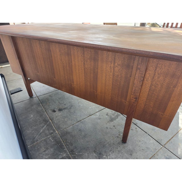 1960s Mid-Century Walnut Executive Desk Danish Modern Desk By: Hiebert For Sale - Image 4 of 12