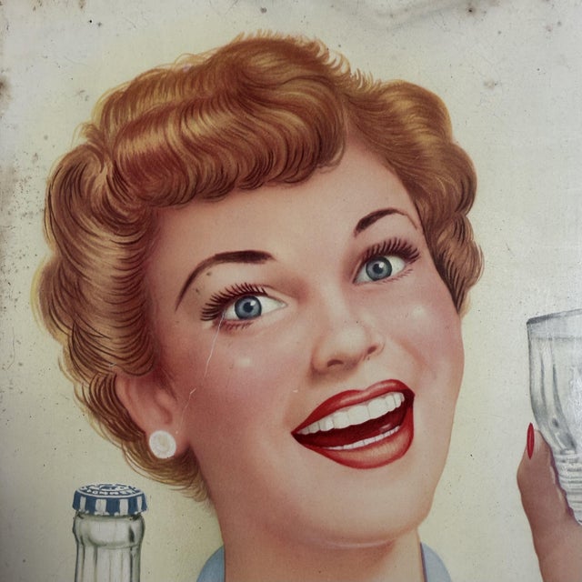 Authentic metal advertising sign for abts monopole, belgium, dated 1953. the sign shows a charming 1950s illustration of a...