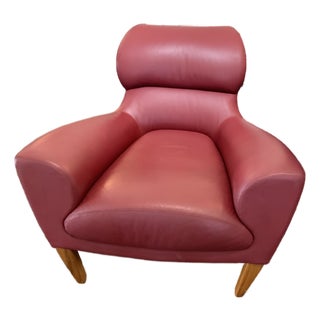 David Linley Aston Arm Chair W/ Ottoman in Burgundy For Sale