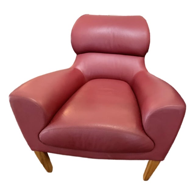 David Linley Aston Arm Chair W/ Ottoman in Burgundy For Sale