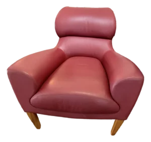 David Linley Aston Arm Chair W/ Ottoman in Burgundy