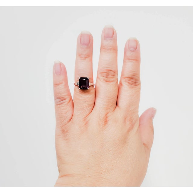 Beautiful 5.33 ct. purplish pink spinel octagon. Handmade in 18k white gold. Ring size 7. Metal: White Gold Stone: Spinel...