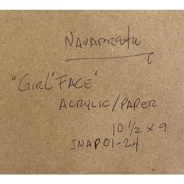 2020s Juan Navarette "Girl Face" Abstract Acrylic Painting on Paper, Framed For Sale - Image 5 of 6