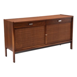Sligh Lowry Furniture Mid Century Walnut Cane Credenza Jack Cartwright For Sale