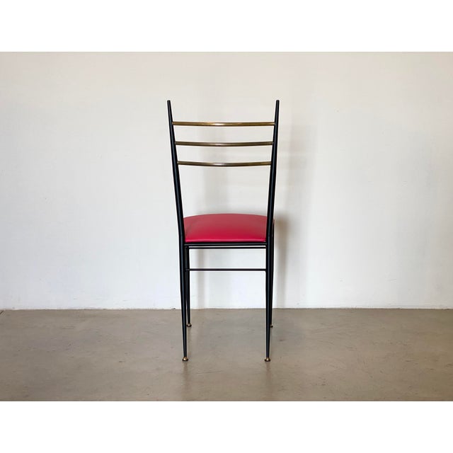 Black Iron and Brass Chairs, 1960s, Set of 6 For Sale - Image 8 of 18