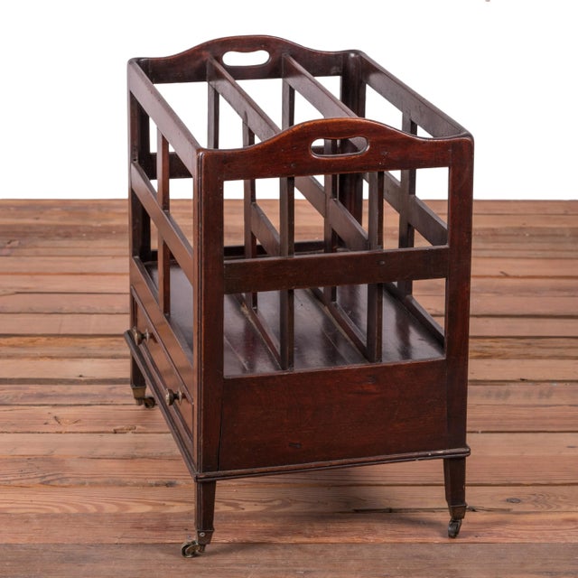 A George III period mahogany canturbury, first quarter 19th century. 18 ¼ inches wide by 13 inches deep by 19 ¾ inches tall