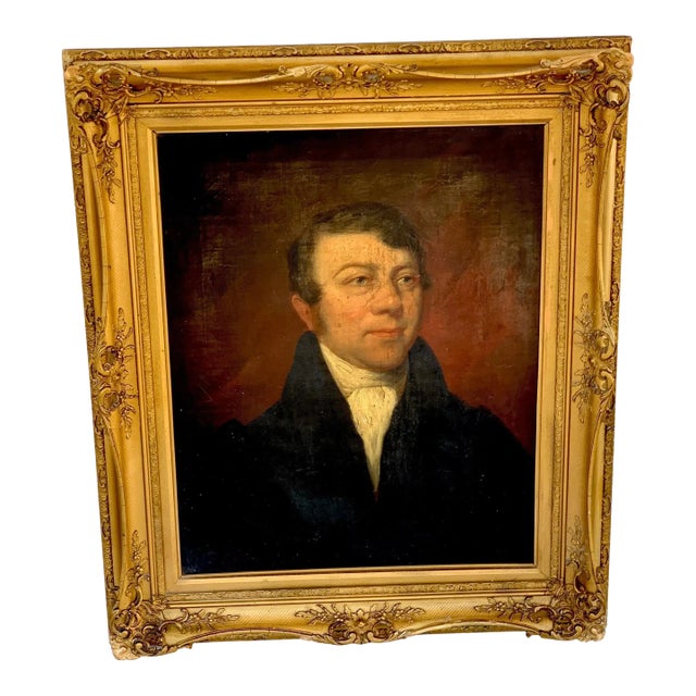 Handsome 19th C American Portrait of a Gentleman with a Scar For Sale