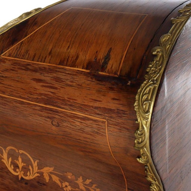 Antique French Louis XIV Inlaid Rosewood & Ormolu Lady’s Desk C1890 For Sale - Image 14 of 17