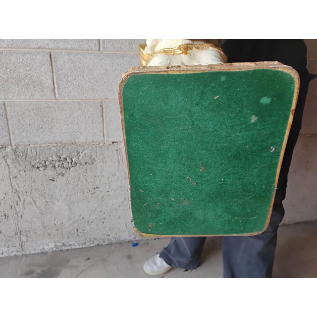 Ceramic Mid 20th Century Hollywood Regency Gold & White Ceramic Elephant Garden Seat Plant Stand For Sale - Image 7 of 7