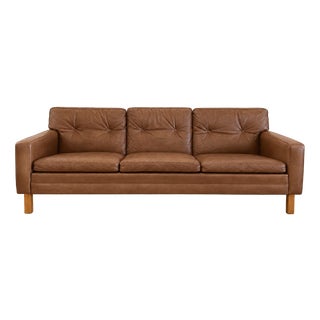 Vintage Scandinavian Three-Person Sofa in Cognac Leather by Peem Oy, 1960s For Sale