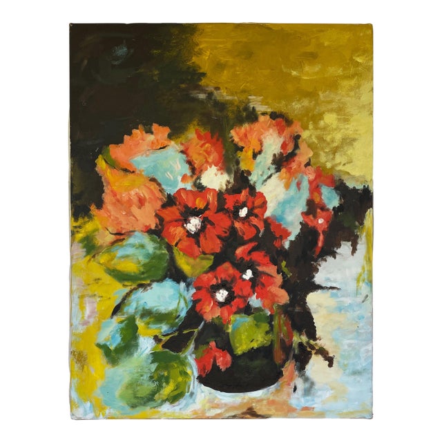 1960s Still Life With Poppies in a Vase - For Sale
