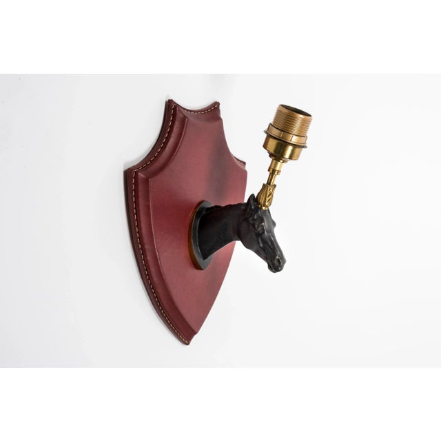 Metal Leather Wall Lights by Jacques Adnet, 1950s, Set of 2 For Sale - Image 7 of 8