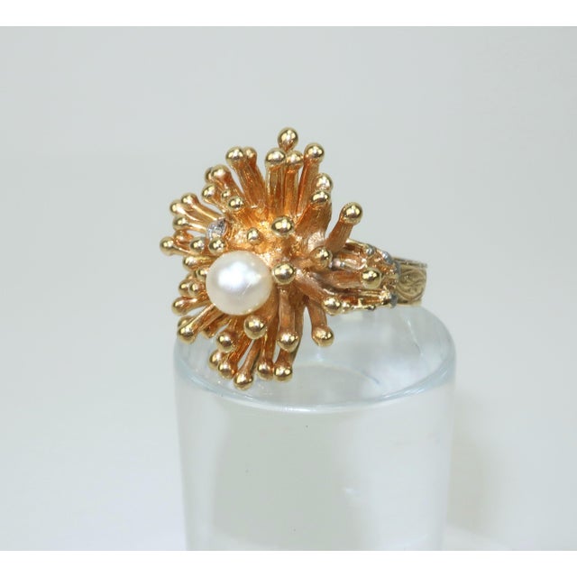 Sarah Coventry Starburst Gold Tone Cocktail Ring For Sale In Atlanta - Image 6 of 10