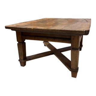 Antique English Oak Accent Coffee Table With Single Drawer For Sale